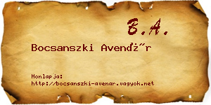 Bocsanszki Avenár névjegykártya